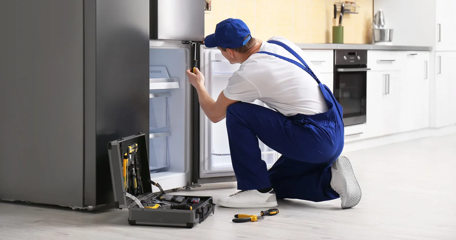 Home service technician with tools and equipment for maintenance and repairs