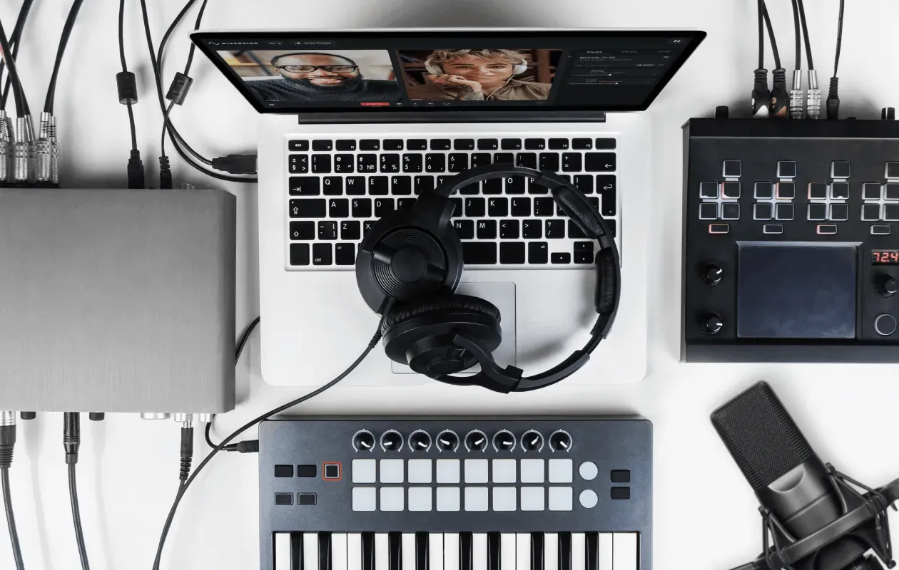 Streaming setup with professional audio equipment and content creation tools