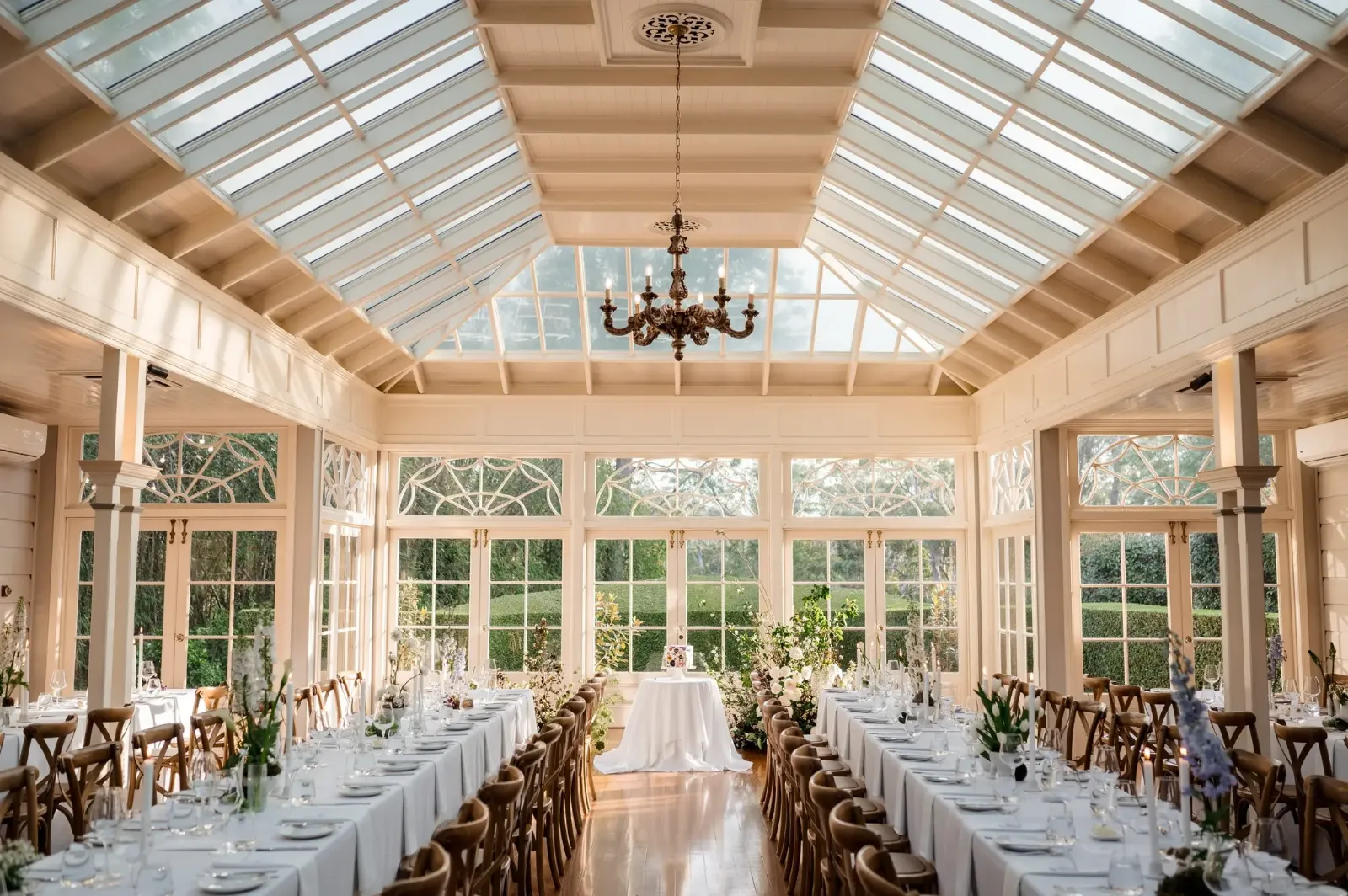 Elegant wedding venue with beautiful decorations and romantic atmosphere
